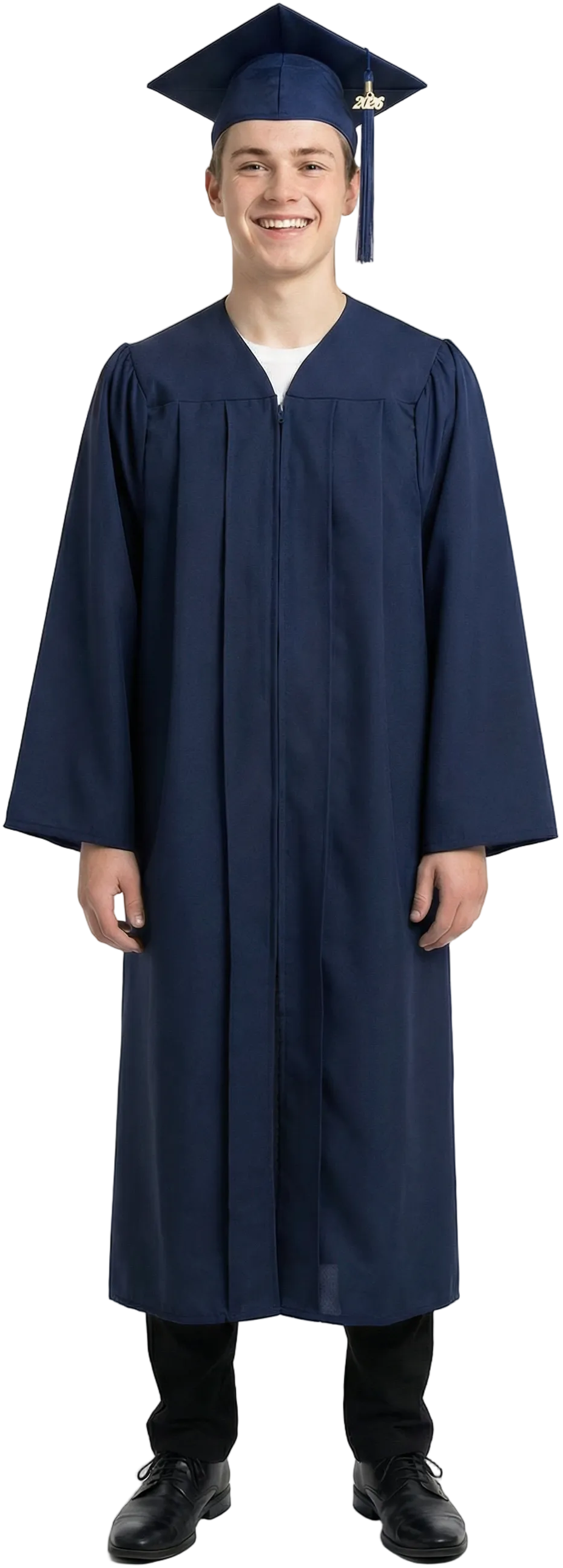 Matte Navy Blue High School Graduation Cap and Gown