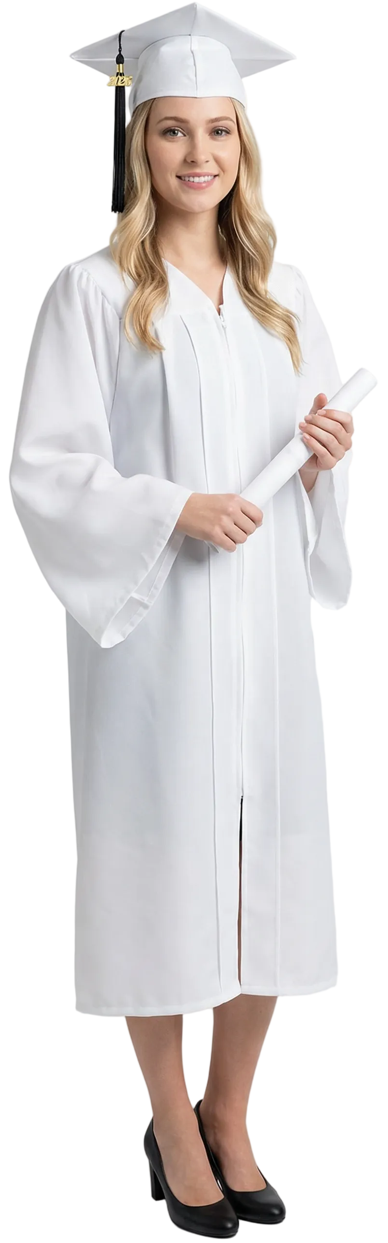 Matte White Bachelors Cap & Gown