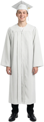 Matte White High School Graduation Cap and Gown