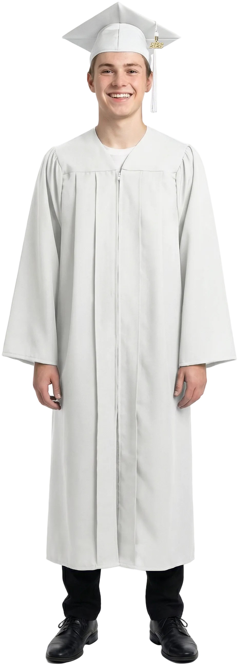 Matte White High School Graduation Cap and Gown