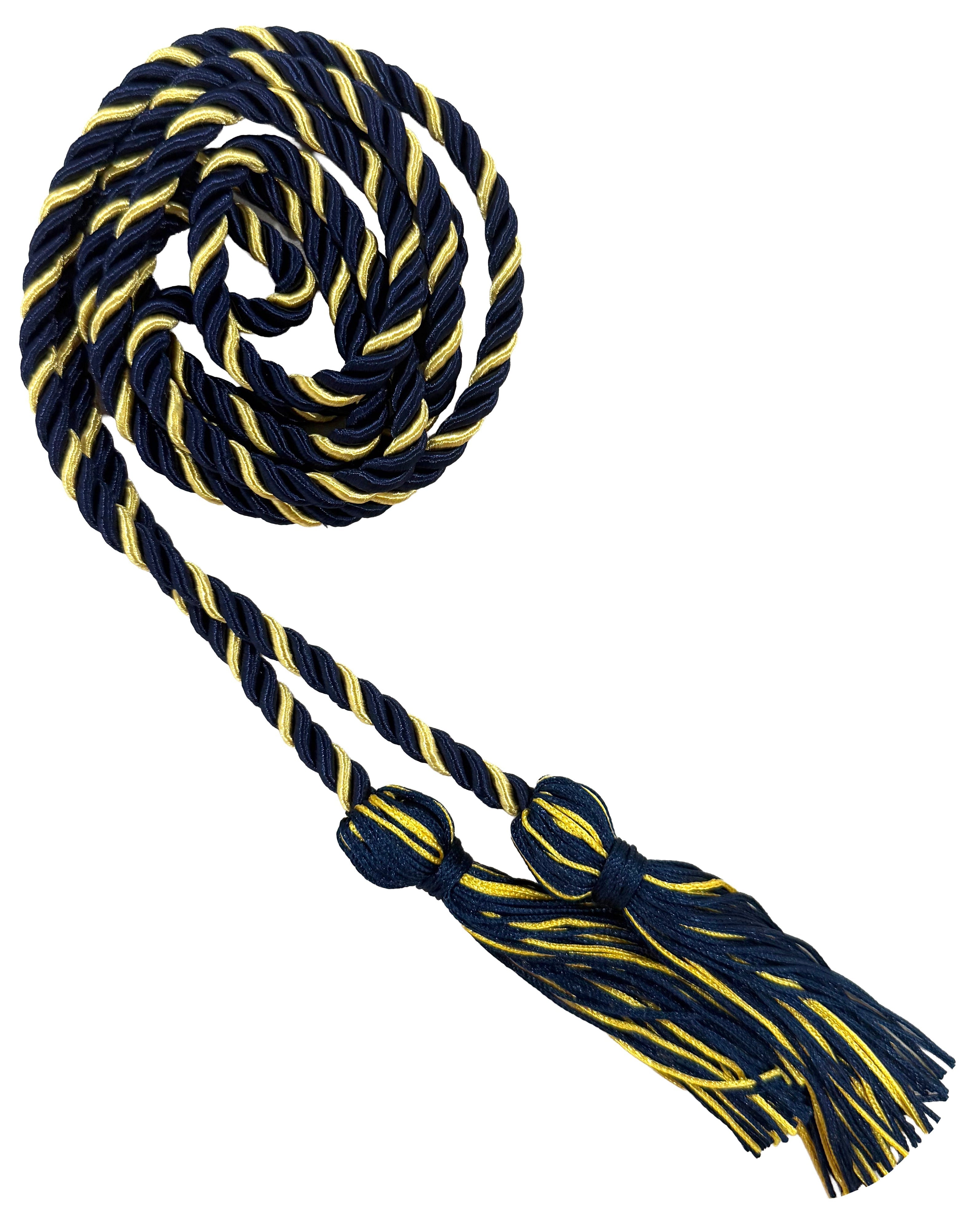 Navy Blue & Gold Two Color Graduation Honor Cord - Graduation Cap and Gown