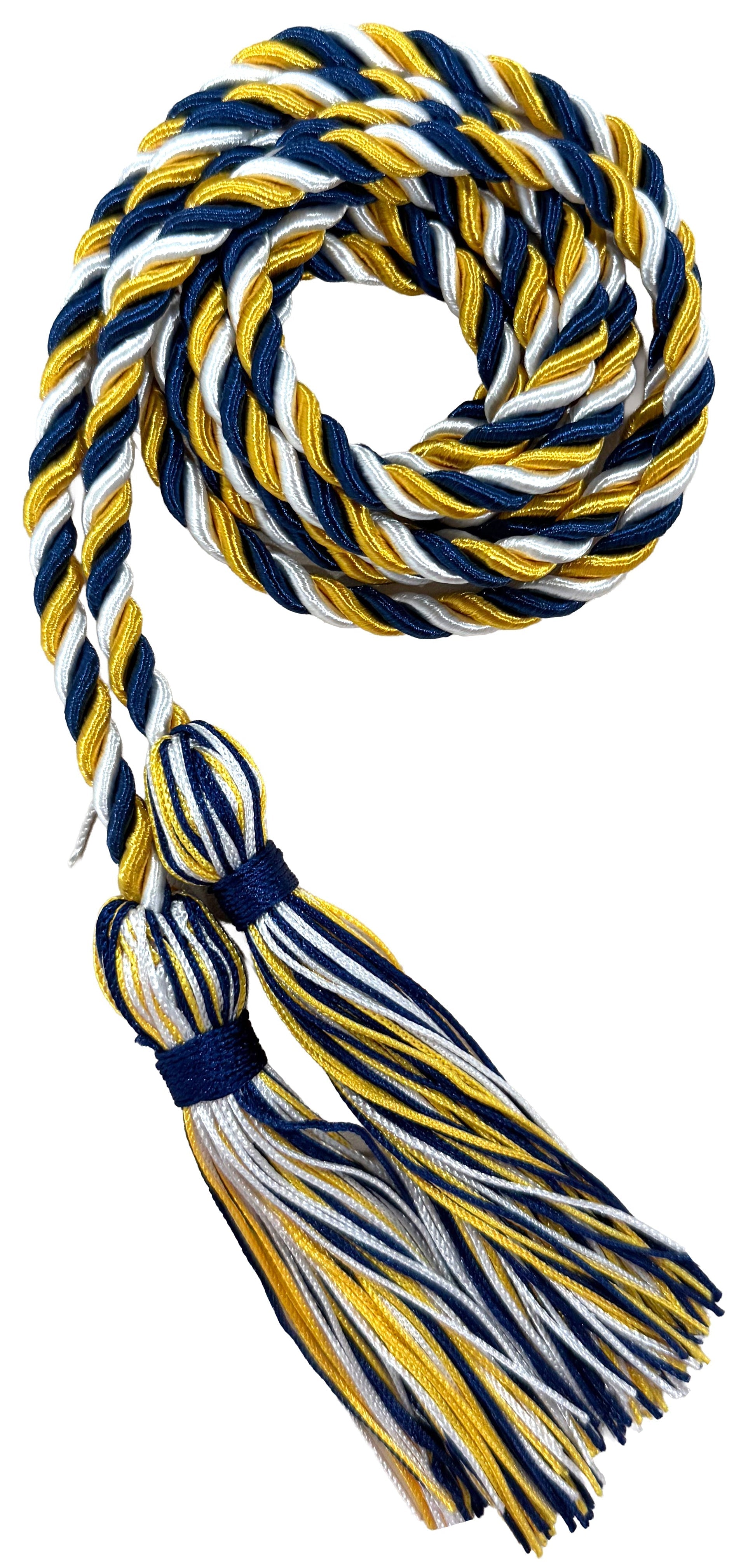 Navy Blue, Gold, White Three Color Graduation Honor Cord - Graduation Cap and Gown