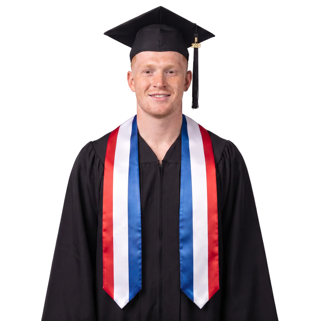 Netherlands flag graduation stole with the Netherlands flag design, worn as a graduation sash ·