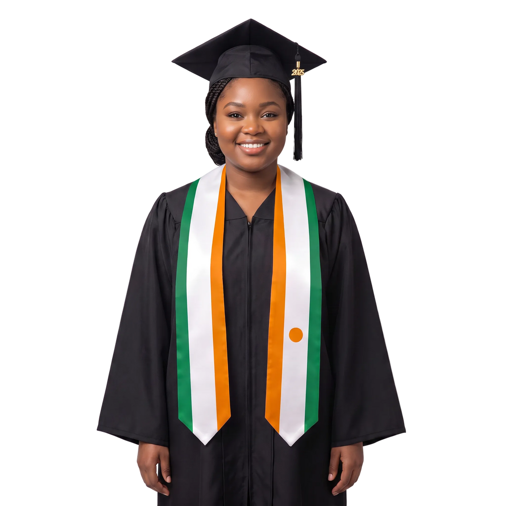 Niger flag graduation stole with the Niger flag design, worn as a graduation sash ·