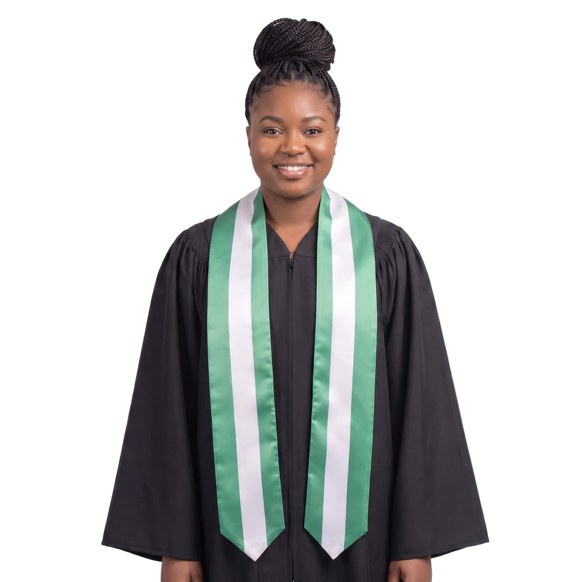 Nigeria flag graduation stole with the Nigeria flag design, worn as a graduation sash ·