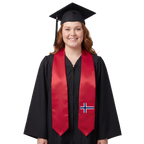 Norway flag graduation stole with the Norway flag design, worn as a graduation sash · 