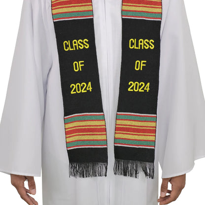 Class of 2024 Graduation Kente Stole, Handwoven Kente Sash Cloth