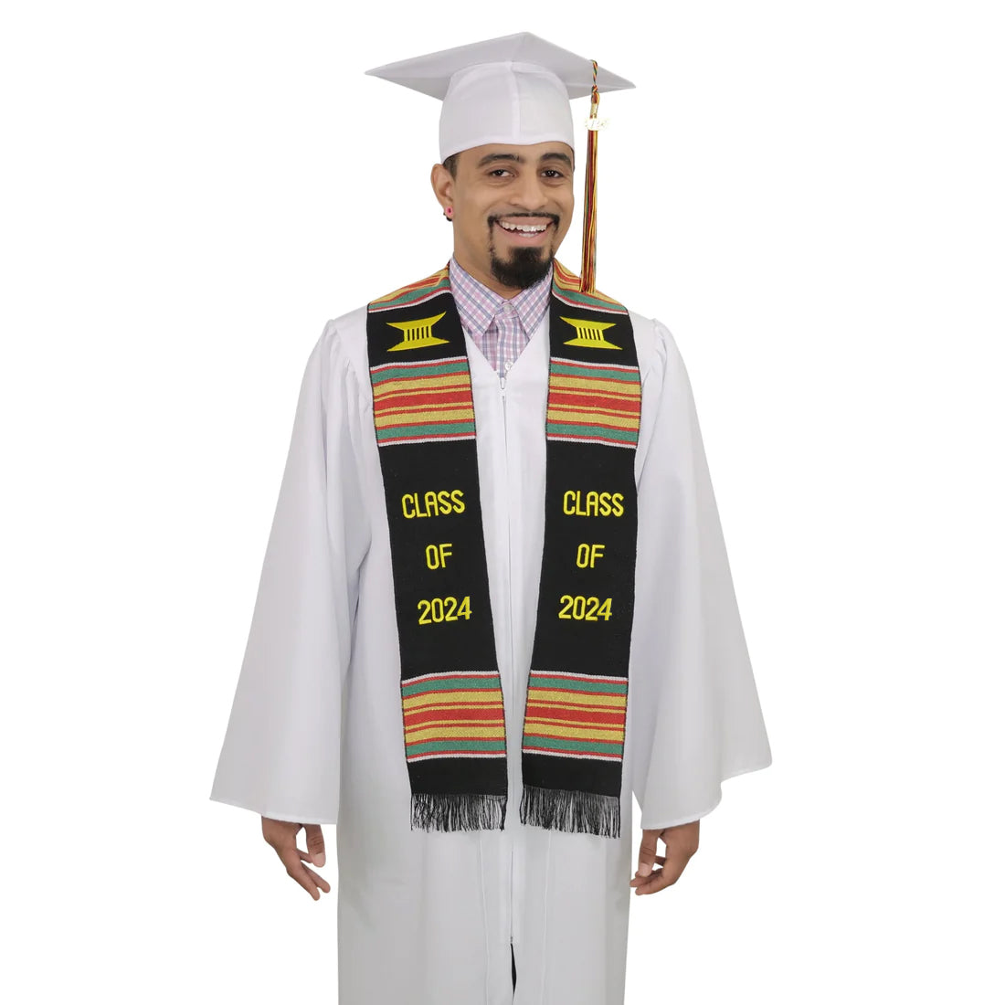 Class of 2024 Graduation Kente Stole, Handwoven Kente Sash Cloth