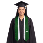 Pakistan flag graduation stole with the Pakistan flag design, worn as a graduation sash