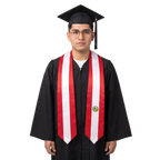 Peru flag graduation stole with the Peru flag design, worn as a graduation sash