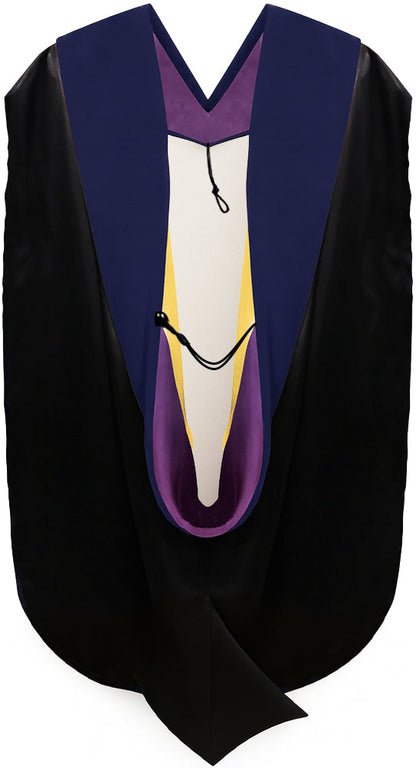 PhD Hood Dark Blue Velvet - Purple & Golden Yellow