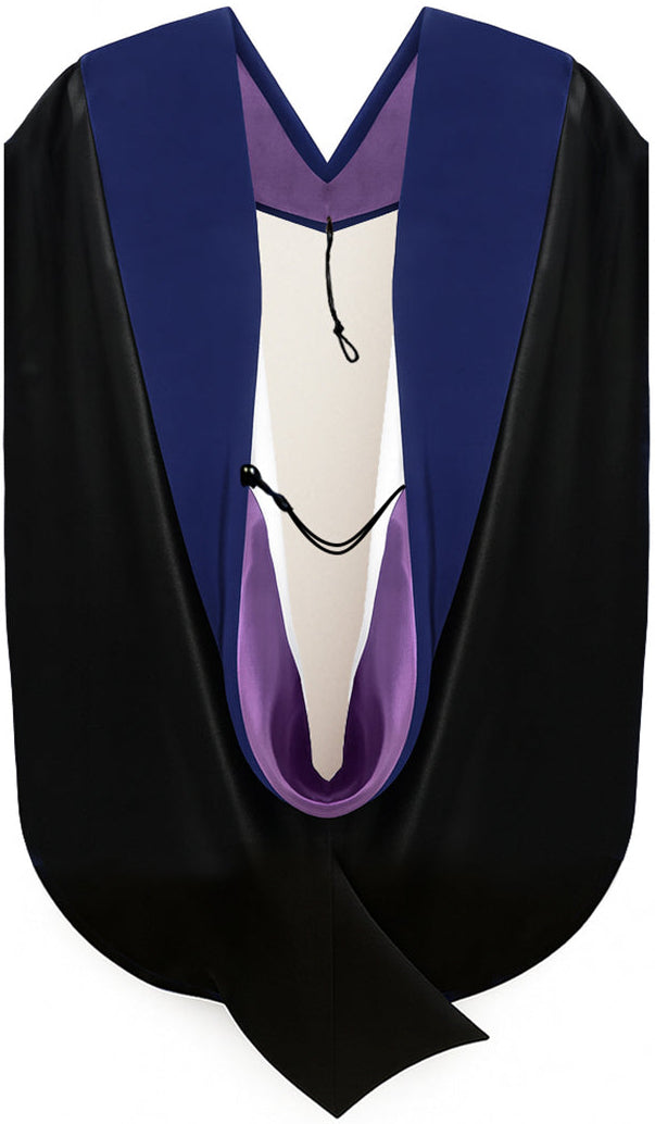 PhD Hood Dark Blue Velvet - Purple & White