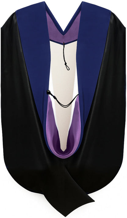 PhD Hood Dark Blue Velvet - Purple & White