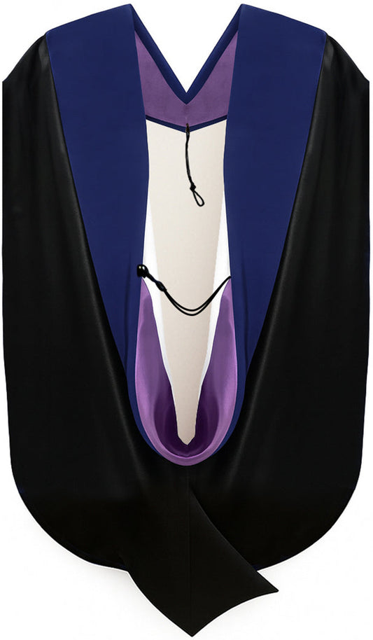 PhD Hood Dark Blue Velvet - Purple & White