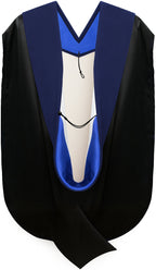 PhD Hood Dark Blue Velvet - Royal Blue & White - Graduation Cap and Gown