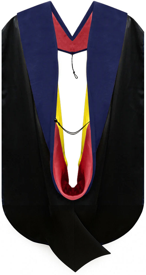 Phd Hood Dark Blue Velvet - Red & Gold
