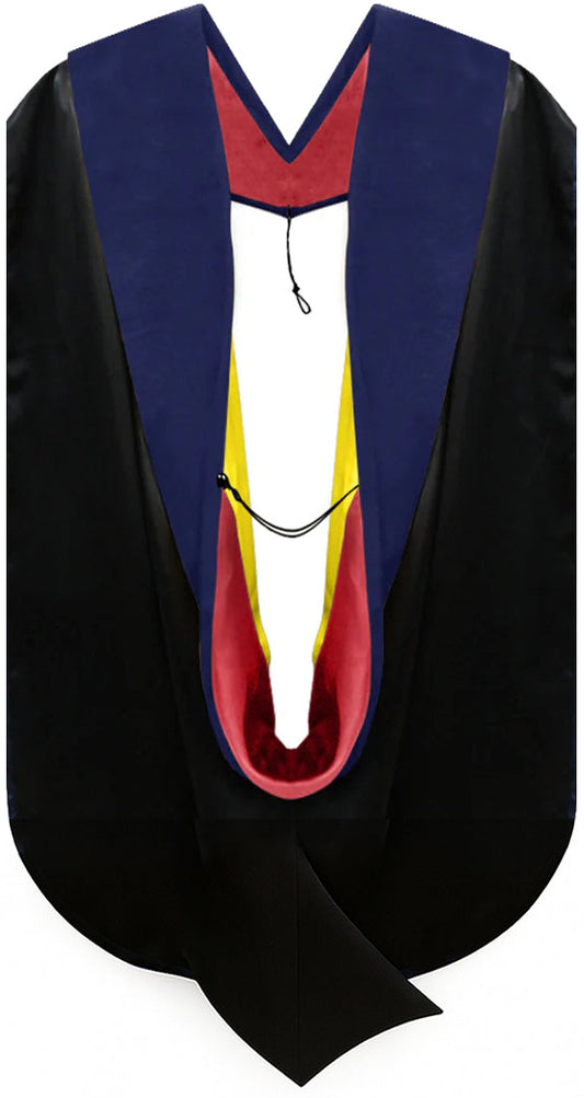 Phd Hood Dark Blue Velvet - Red & Gold