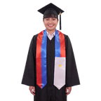 Philippines flag graduation stole with the Philippines flag design, worn as a graduation sash ·
