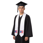 Puerto Rico flag graduation stole with an embroidered Puerto Rican flag patch, worn as a graduation sash
