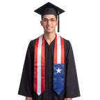 Puerto Rico flag graduation stole with the Puerto Rican flag design, worn as a graduation sash ·