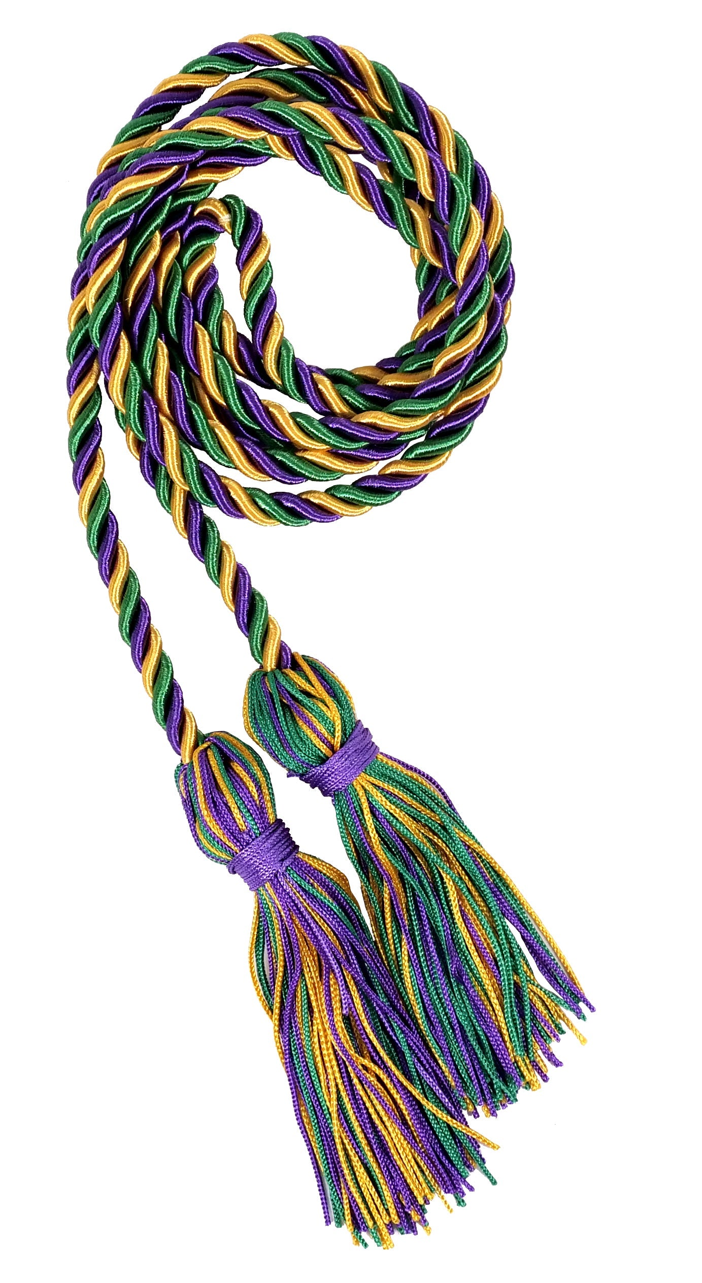 Purple, Emerald Green, and Gold Three Color Graduation Honor Cord - Graduation Cap and Gown
