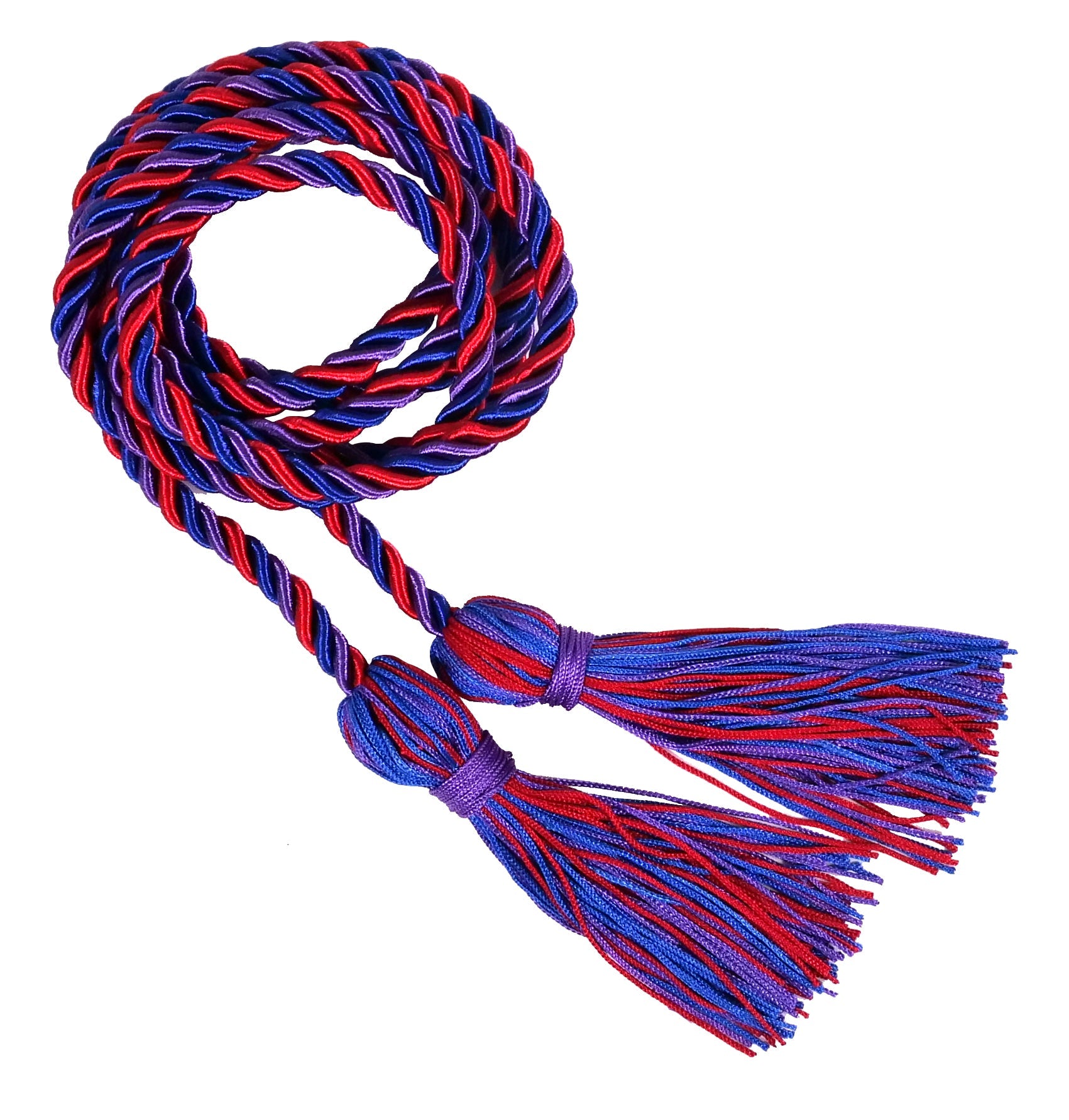 Royal Blue, Purple and Red Three Color Graduation Honor Cord - Graduation Cap and Gown