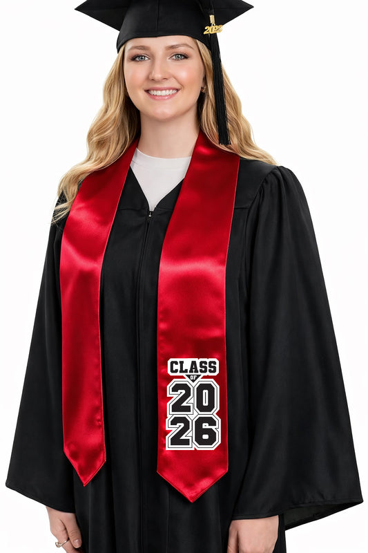 Red "Class of 2025/2026" Graduation Stole