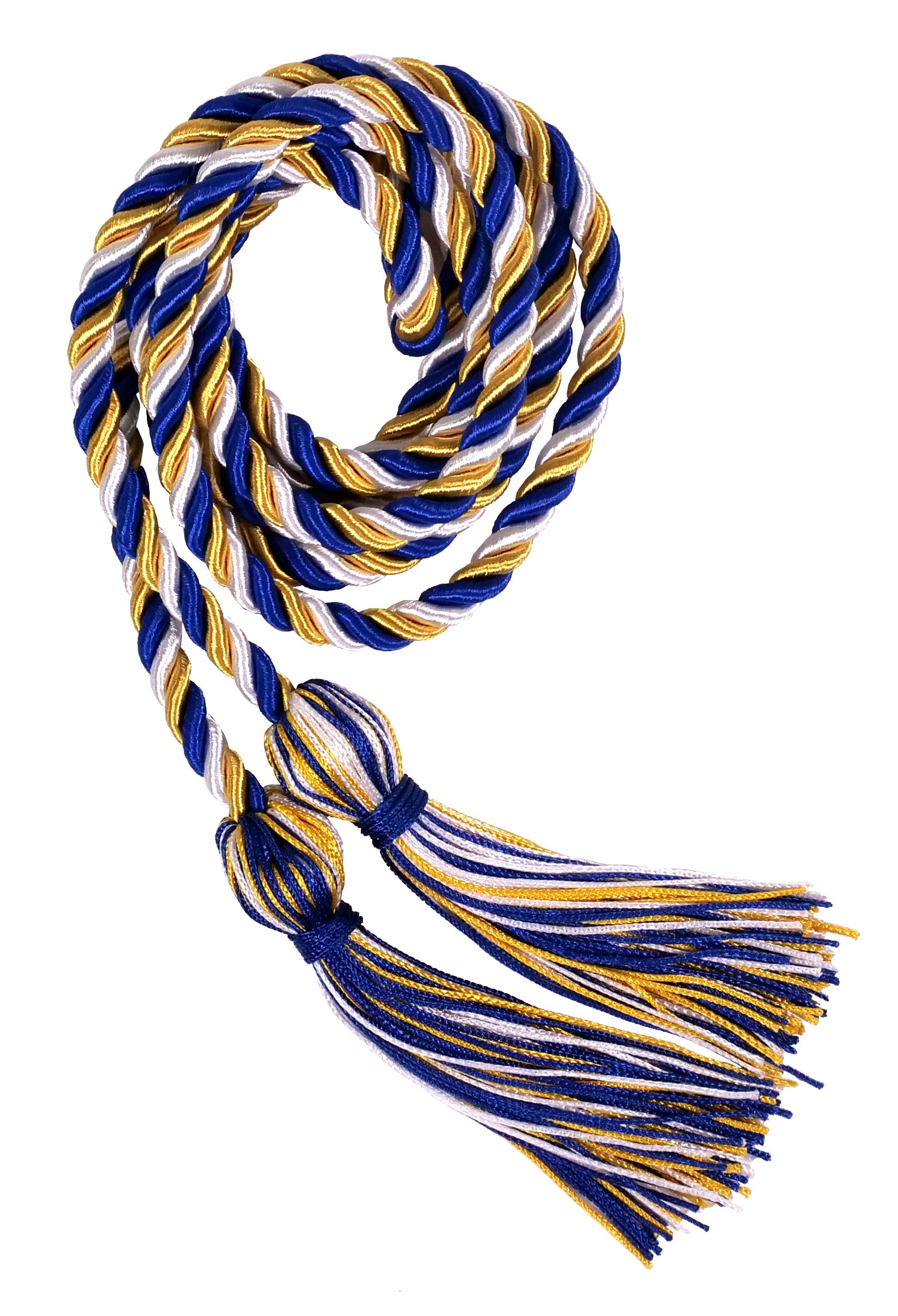 Royal Blue, Gold and White Three Color Graduation Honor Cord - Graduation Cap and Gown