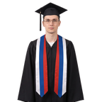 Russia flag graduation stole with the Russia flag design, worn as a graduation sash 
