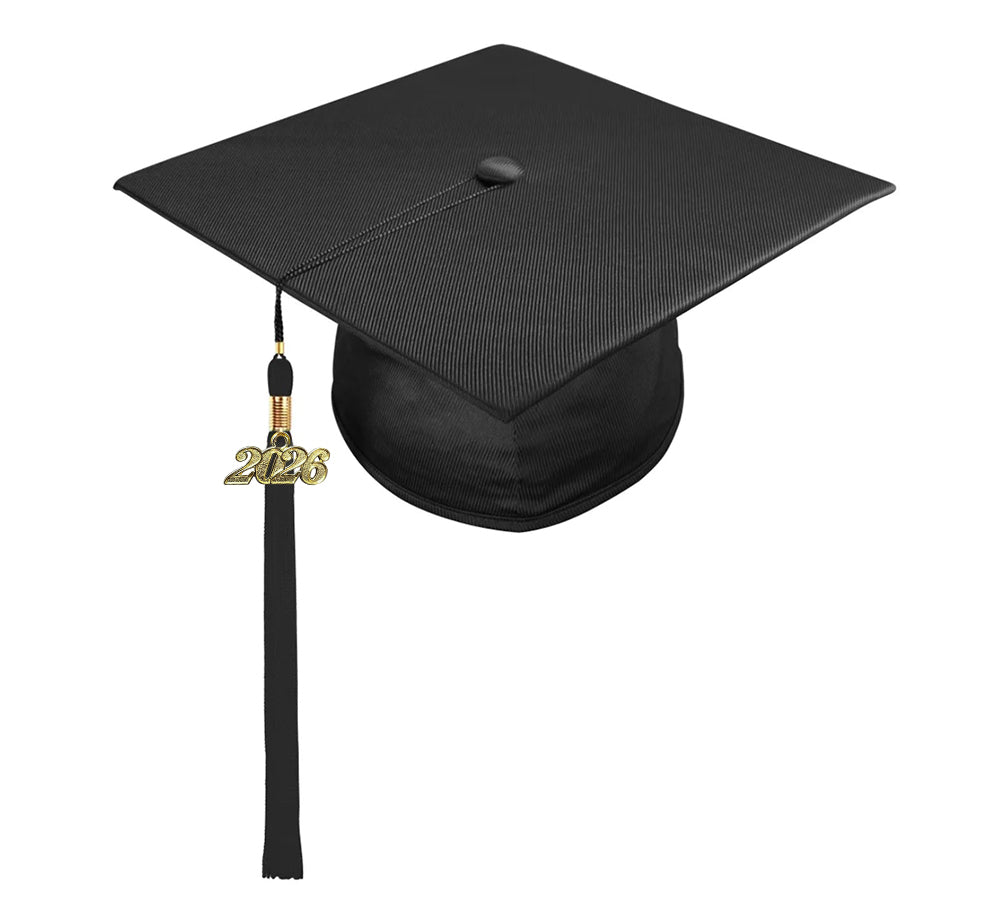 Shiny Black High School Cap & Tassel - Graduation Caps - Graduation Cap and Gown