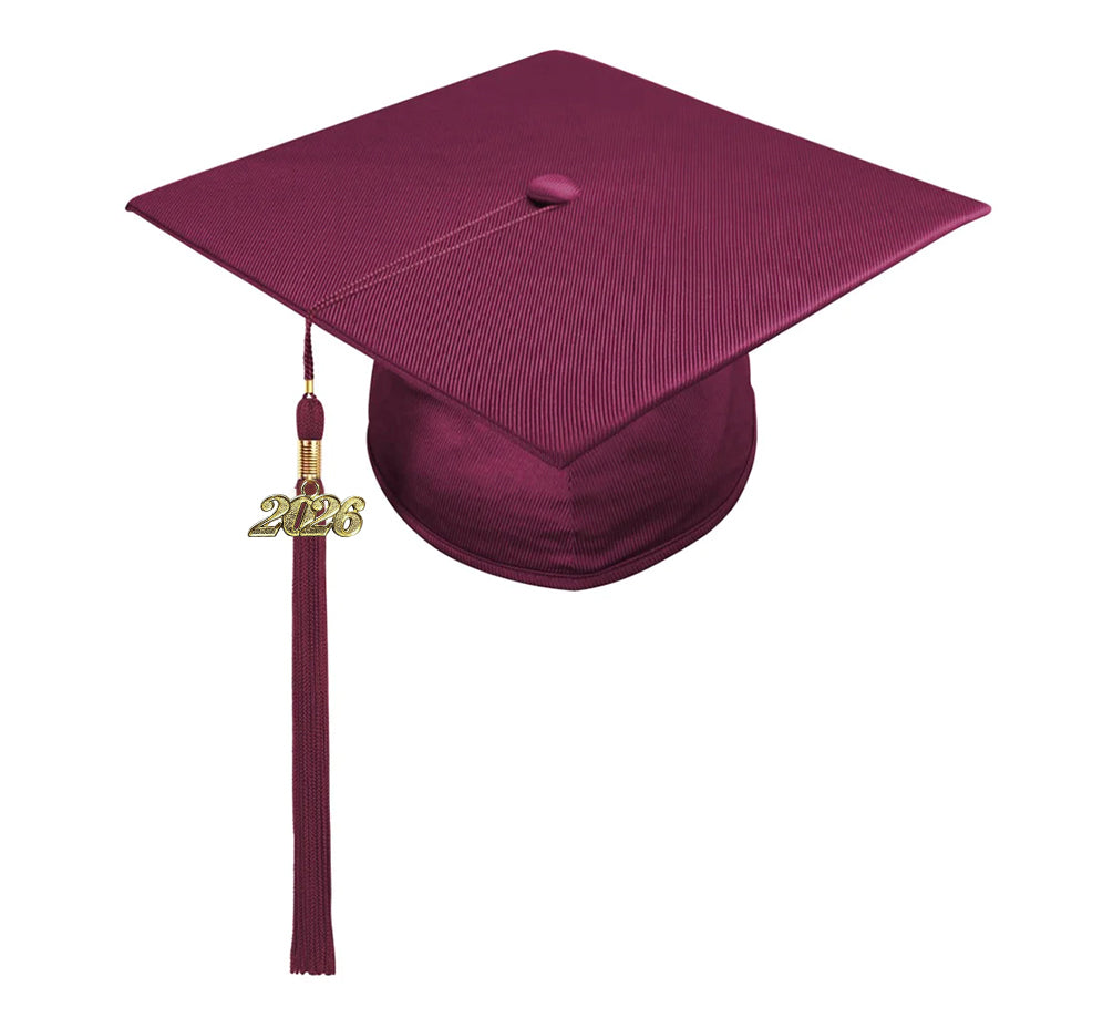 Shiny Maroon High School Cap & Tassel - Graduation Caps - Graduation Cap and Gown