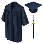 Child Shiny Navy Blue Graduation Cap & Gown - Preschool & Kindergarten - Graduation Cap and Gown