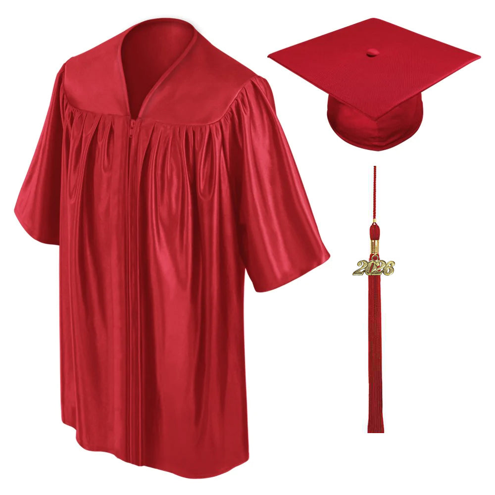 Child Shiny Red Graduation Cap & Gown - Preschool & Kindergarten - Graduation Cap and Gown