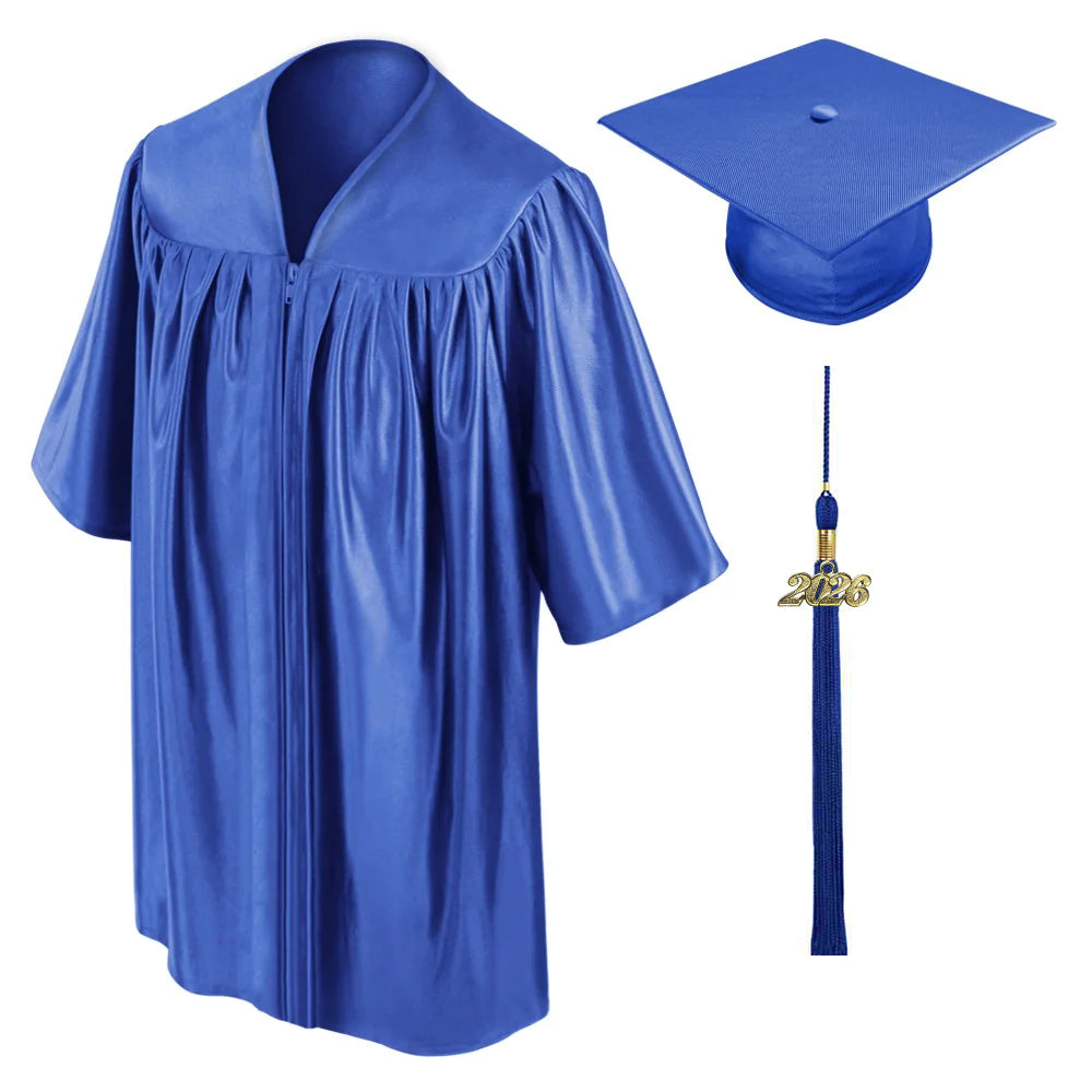 Child Shiny Royal Blue Graduation Cap & Gown - Preschool & Kindergarten - Graduation Cap and Gown