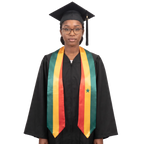 Senegal flag graduation stole with the Senegal flag design, worn as a graduation sash 