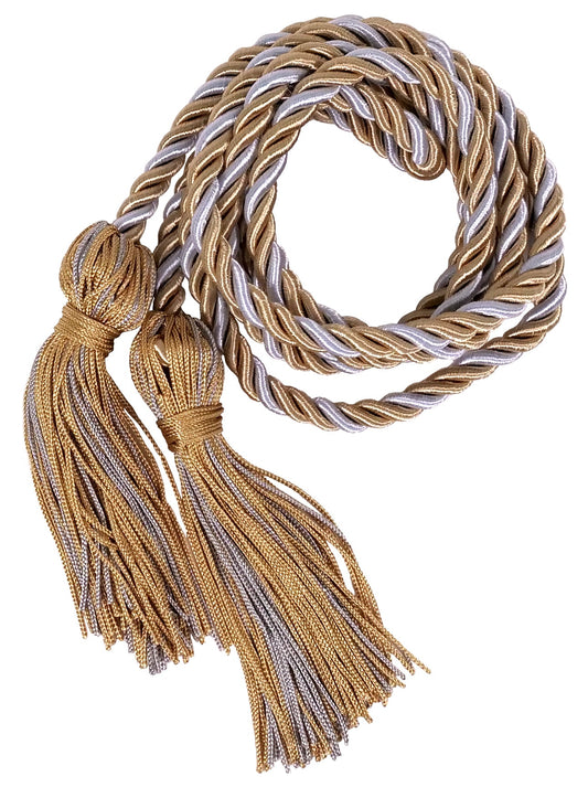 Antique Gold and Silver Two Color Graduation Honor Cord - Graduation Cap and Gown