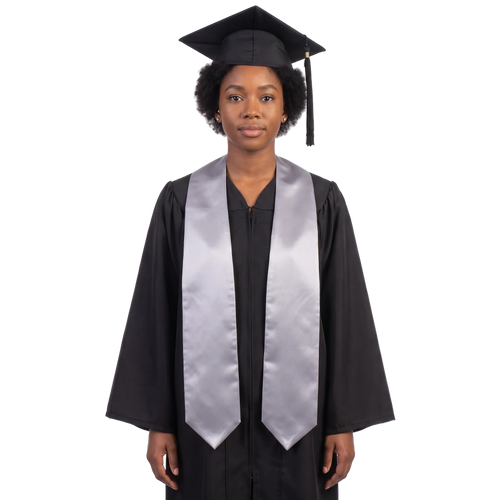 Silver Graduation Stole - Silver College & High School Stoles