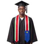South Sudan flag graduation stole with the South Sudan flag design, worn as a graduation sash ·