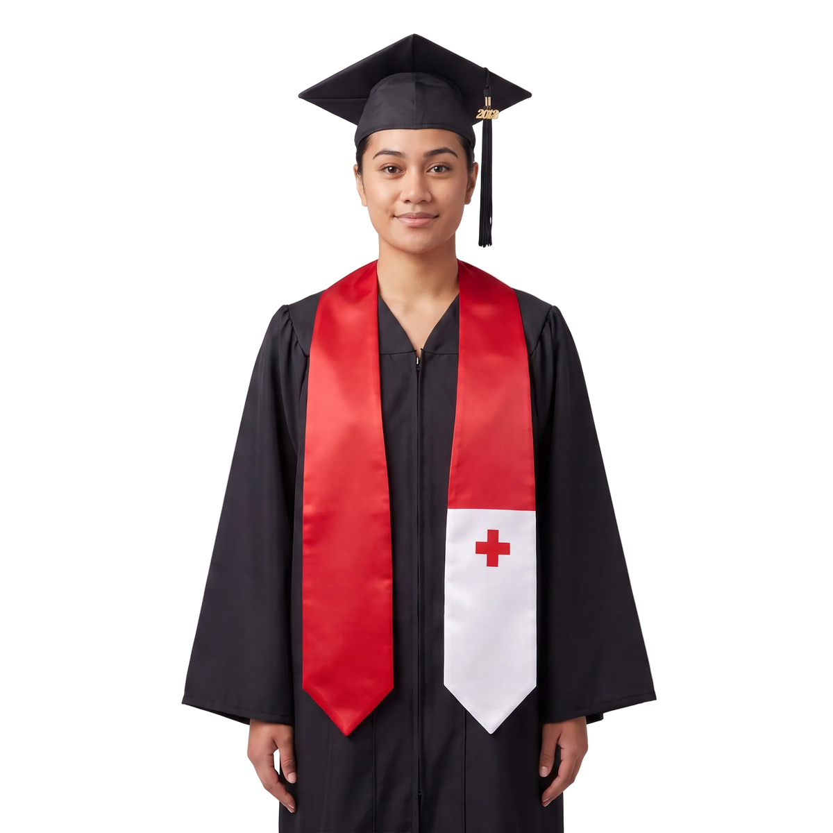Republic of the Congo flag graduation stole with the Congo flag design, worn as a graduation sash