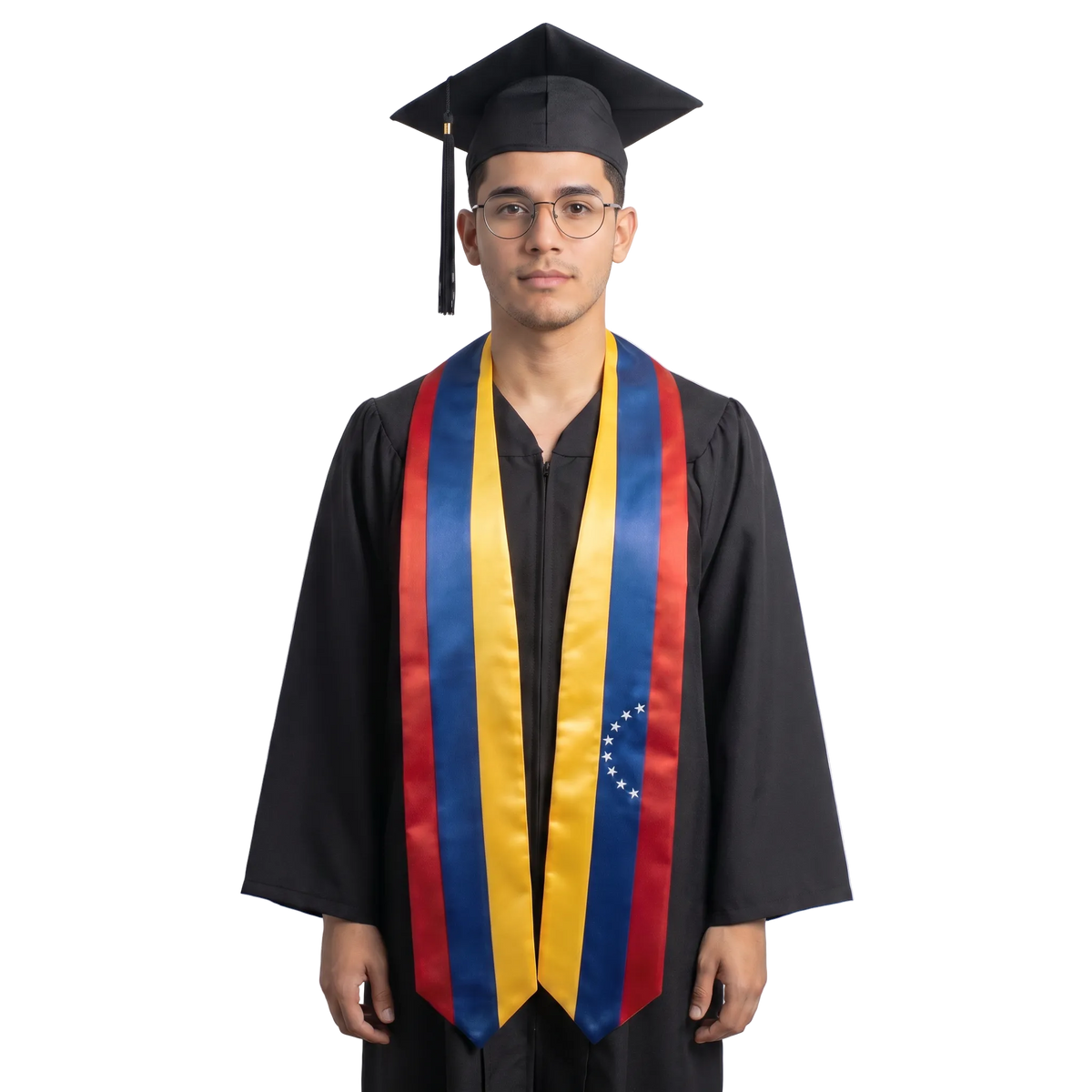 Venezuela flag graduation stole with the Venezuela flag design, worn as a graduation sash ·