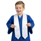 White preschool and kindergarten graduation stole for children, perfect for graduation ceremonies and school photos