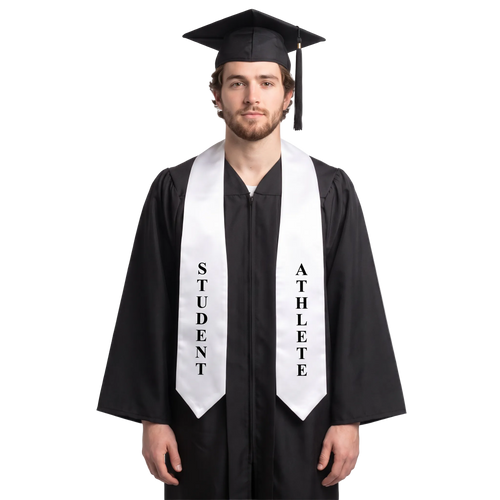 White "Student Athlete"  Graduation Stole