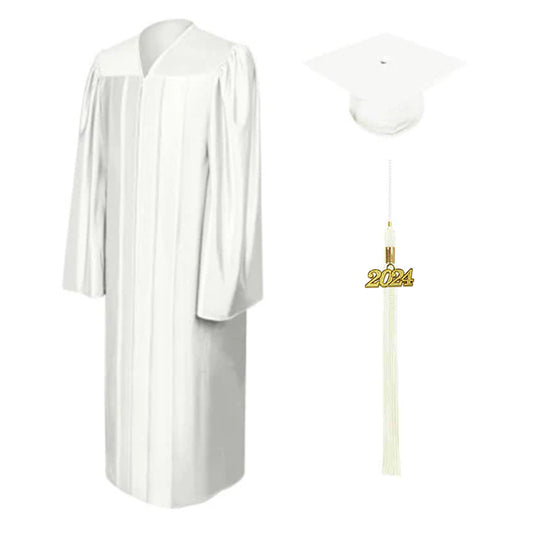 Shiny White Bachelors Cap & Gown - College & University