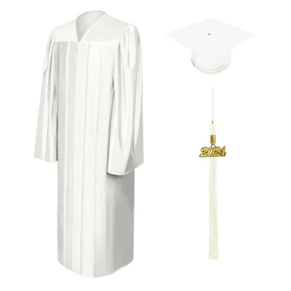 Shiny White High School Cap and Gown