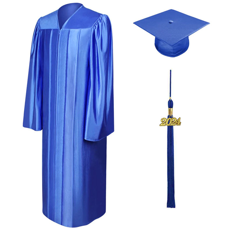 Shiny Royal Blue High School Cap and Gown