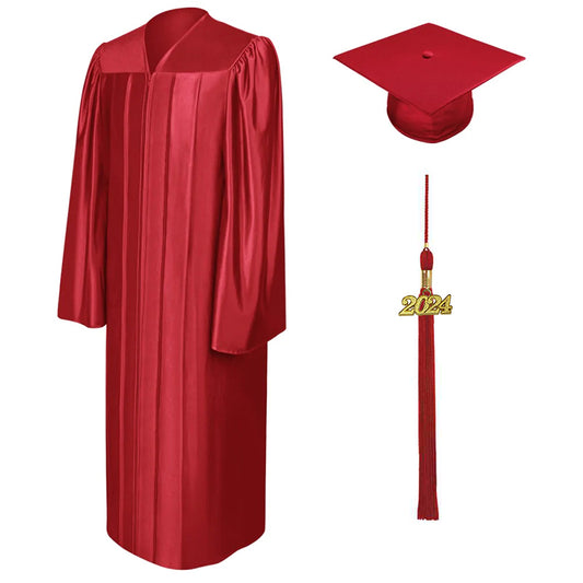 Shiny Red High School Graduation Cap & Gown