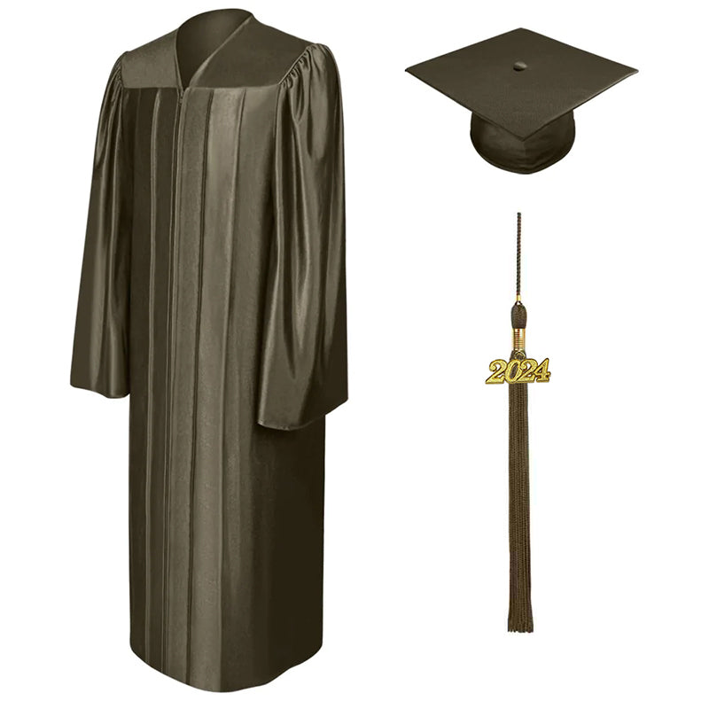 Shiny Brown High School Graduation Cap and Gown
