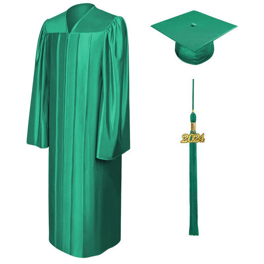 Shiny Emerald Green Bachelors Cap & Gown - College & University