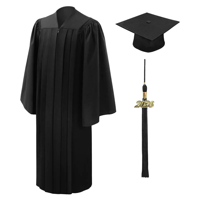 Deluxe Black High School Graduation Cap & Gown - Fluted Cap & Gown - Graduation Cap and Gown