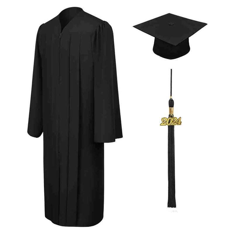 Matte Black High School Graduation Cap & Gown